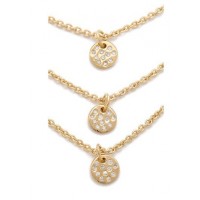 Pave Disc Trio Layering Dainty Necklace